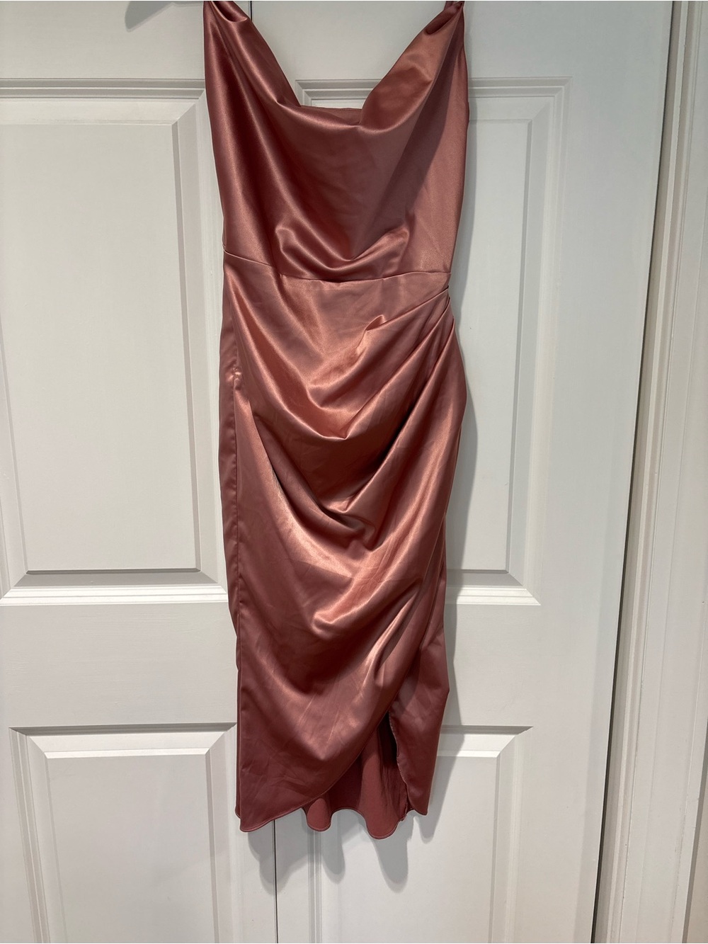 NWOT Satin Draped Slip Dress in Dusty Rose